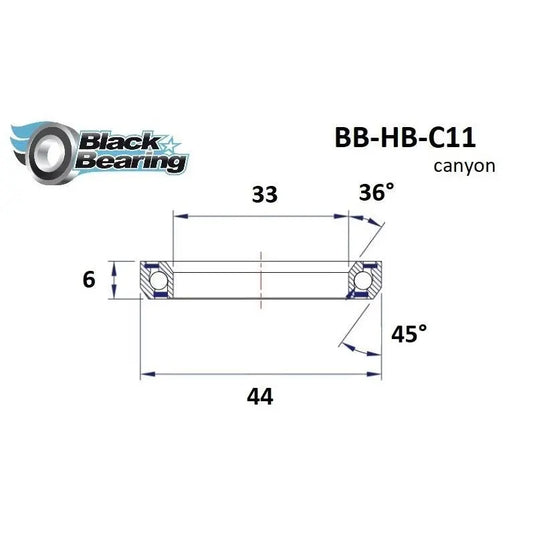 BLACKBEARING C11 HEADSET BEARING ( 33 X 44 X 6 MM 36/45°) - MADOVERBIKING