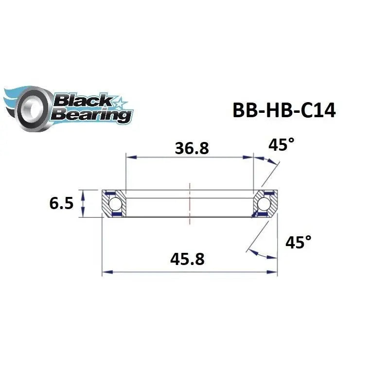 Load image into Gallery viewer, BLACKBEARING C14 HEADSET BEARING (36.8 X 45.8 X 6.5MM 45/45) - MADOVERBIKING
