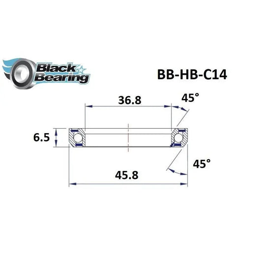 BLACKBEARING C14 HEADSET BEARING (36.8 X 45.8 X 6.5MM 45/45) - MADOVERBIKING