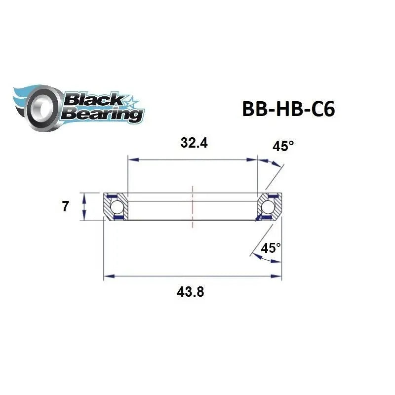 Load image into Gallery viewer, BLACKBEARING C6 HEADSET BEARING (32.4 X 43.8 X 7 MM) - MADOVERBIKING

