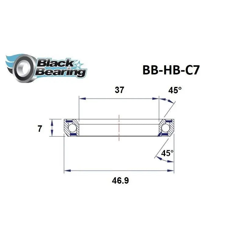 Load image into Gallery viewer, BLACKBEARING C7 HEADSET BEARING (37 X 46.9 X 7 MM 45/45) - MADOVERBIKING
