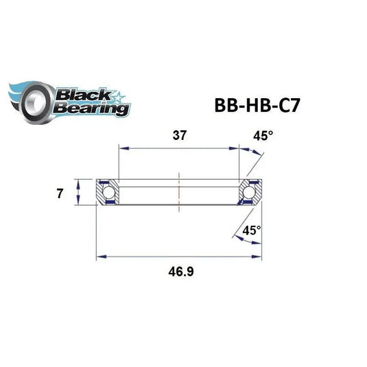 BLACKBEARING C7 HEADSET BEARING (37 X 46.9 X 7 MM 45/45) - MADOVERBIKING