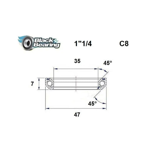 BLACKBEARING C8 HEADSET BEARING (35 X 47 X 7 MM 45/45°) - MADOVERBIKING