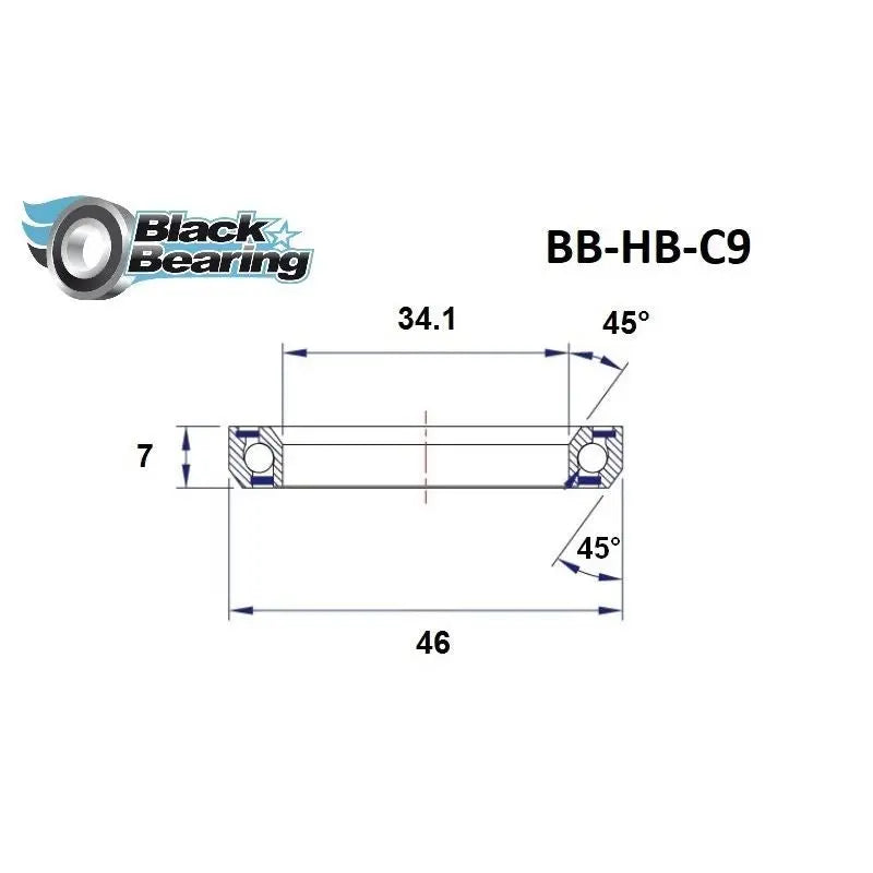 Load image into Gallery viewer, BLACKBEARING C9 HEADSET BEARING (34.1 X 46 X 7 MM 45/45°) - MADOVERBIKING
