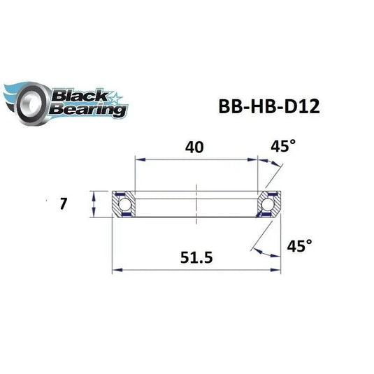 BLACKBEARING D12 HEADSET BEARING (40 X 51.5 X 7 MM 45/45°) - MADOVERBIKING