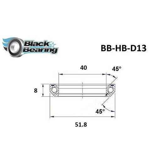 BLACKBEARING D13 HEADSET BEARING (40 X 51.8 X 8 MM 45/45°) - MADOVERBIKING