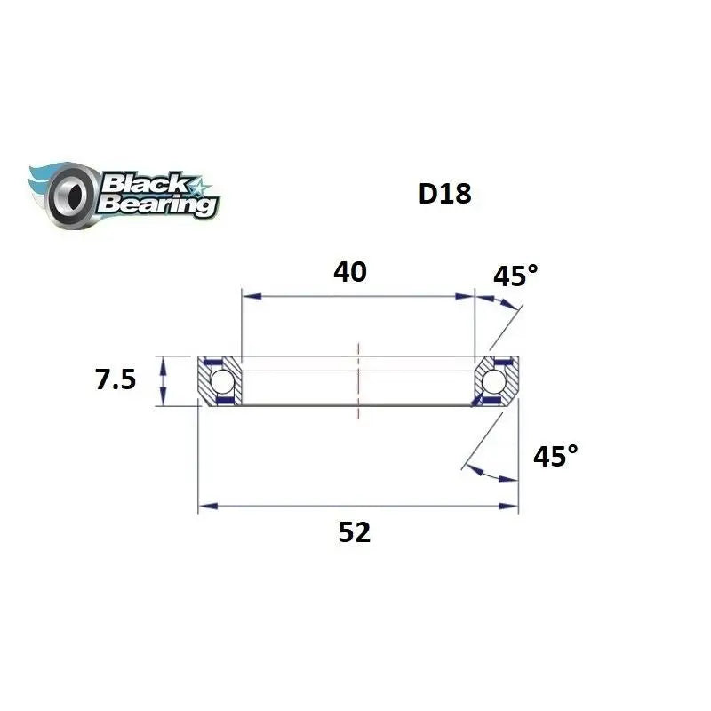 Load image into Gallery viewer, BLACKBEARING D18 HEADSET BEARING (40 X 52 X 7.5MM 45/45°) - MADOVERBIKING
