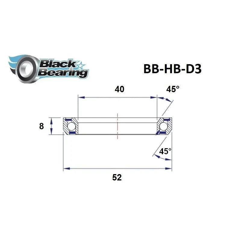 Load image into Gallery viewer, BLACKBEARING D3 HEADSET BEARING (40 X 52 X 8 MM 45/45°) - MADOVERBIKING
