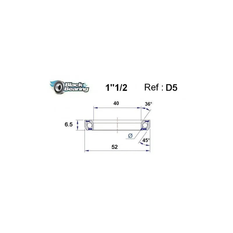 Load image into Gallery viewer, BLACKBEARING D5 HEADSET BEARING (40 X 52 X 6.5 MM 36/45°) - MADOVERBIKING
