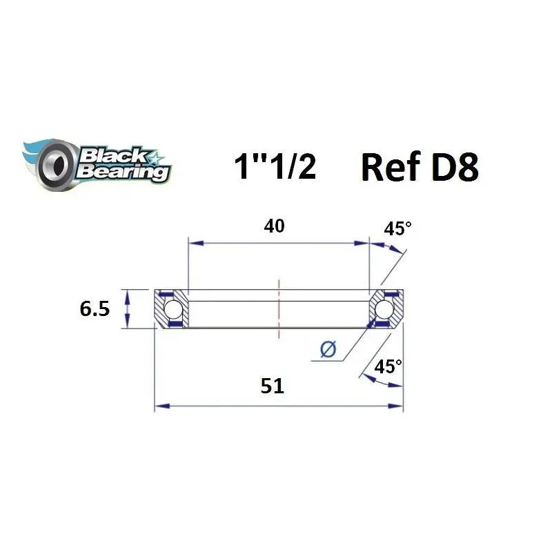 Load image into Gallery viewer, BLACKBEARING D8 HEADSET BEARING (40 X 51 X 6.5 MM 45/45°) - MADOVERBIKING
