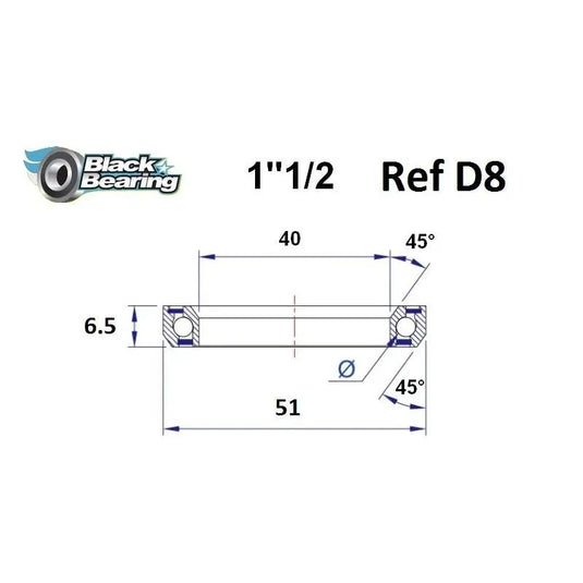 BLACKBEARING D8 HEADSET BEARING (40 X 51 X 6.5 MM 45/45°) - MADOVERBIKING