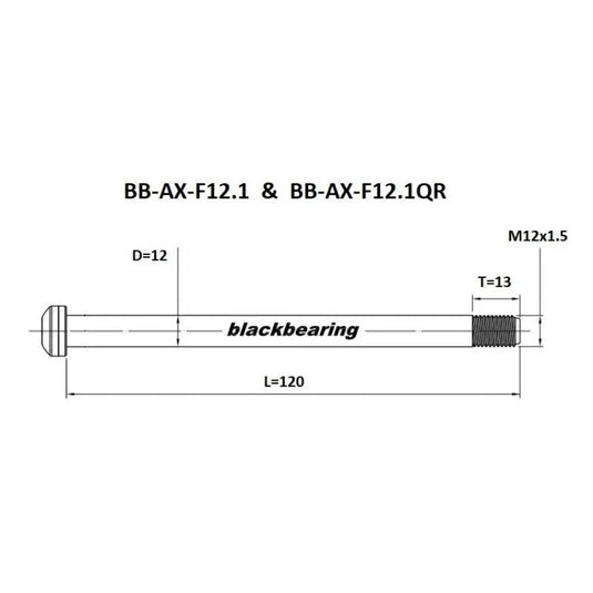 BlackBearing Thru-Axle | F12.1QR (12mm-120-M12x1.5-12mm) BLACKBEARING MADOVERBIKING