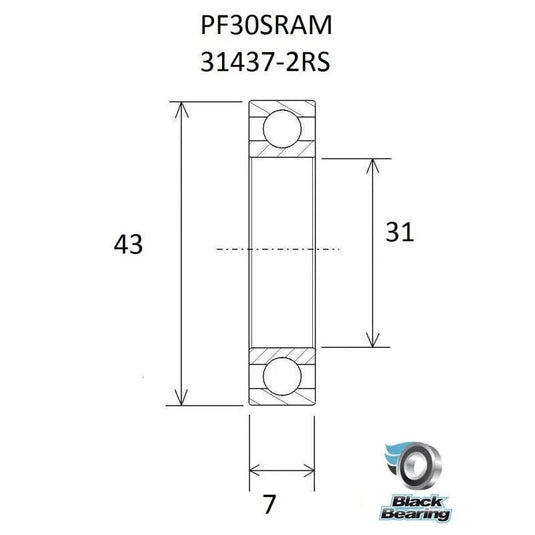 BLACKBEARING B3 BOTTOM BRACKET BEARINGS PF30 |  FOR SRAM (31 X 42 X 7 MM) - MADOVERBIKING