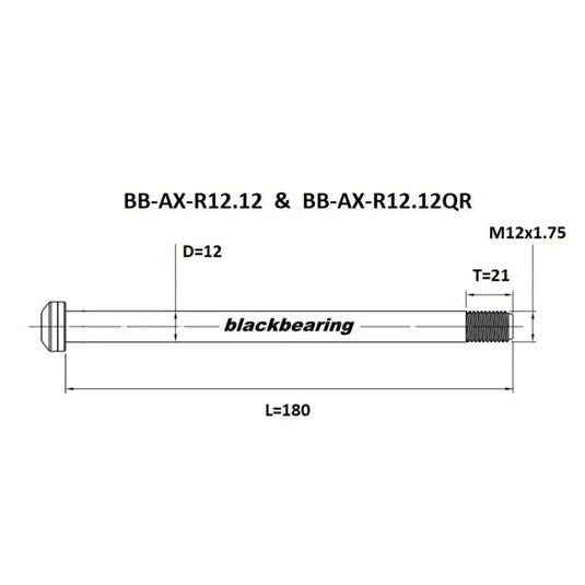 BlackBearing - Thru-Axle - R12.12 - 12mm - 177/182 - M12x 1.75 - 21mm BLACKBEARING MADOVERBIKING
