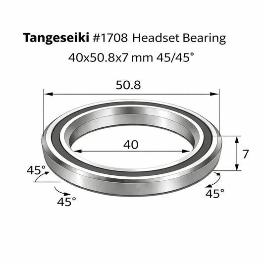 TANGESEIKI HEADSET BEARING | 1708 (40X50.8X7 MM 45/45°) - MADOVERBIKING