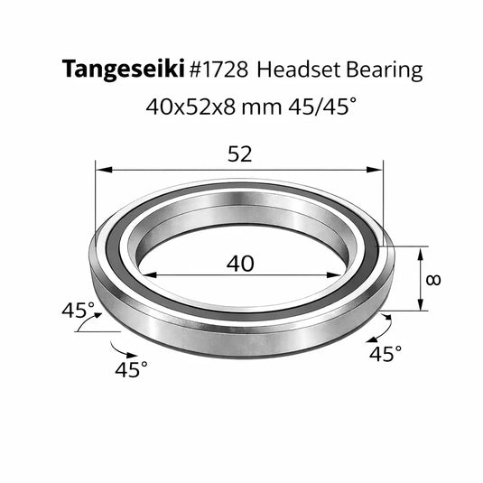 TANGESEIKI HEADSET BEARING | 1728 (40X52X8 MM 45/45°) - MADOVERBIKING